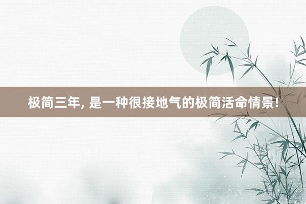 极简三年, 是一种很接地气的极简活命情景!