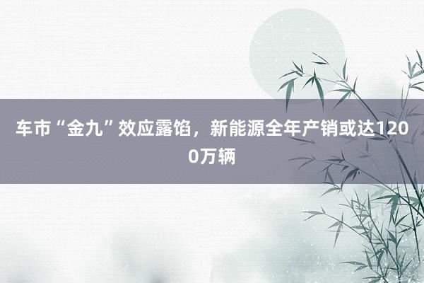 车市“金九”效应露馅，新能源全年产销或达1200万辆